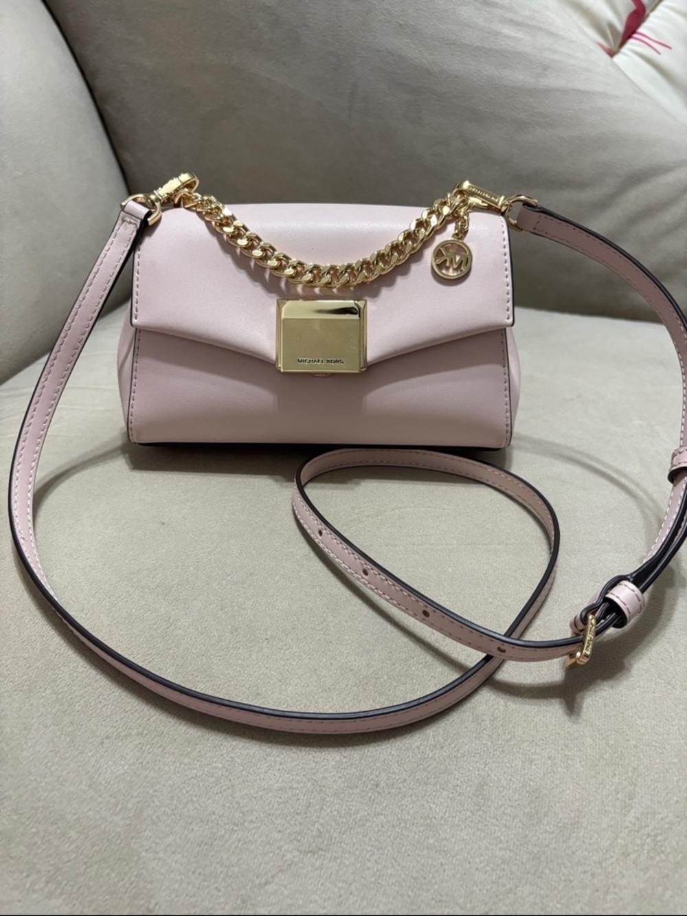 Michael Kors Blush Pink Leather Crossbody with Gold Hardware